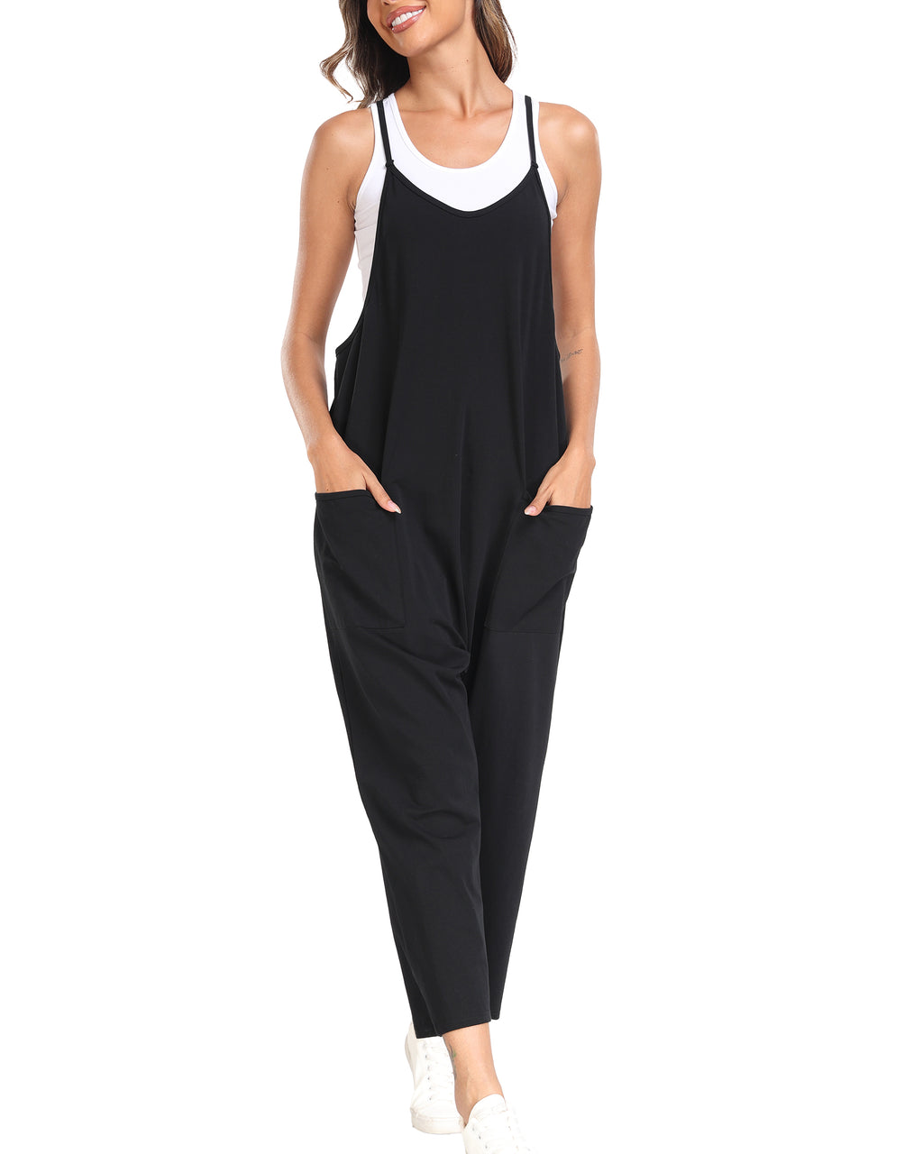 Jumpsuits for Women Casual Summer Overalls Sleeveless Spaghetti Strap Romper Jumpers Trendy Beach Vacation Outfits